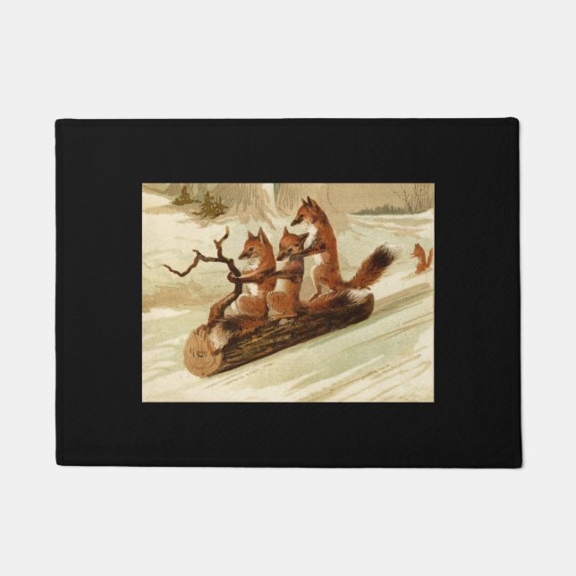Tapete Doormat Sledding das raposas (Frente)