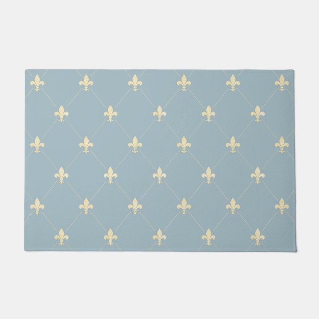 Tapete Dourado Fleur-de-Lis Dusky Azul (Frente)