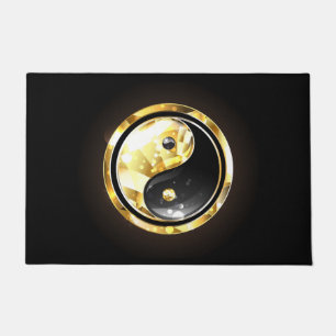 Tapete Dourado Yin Yang a preto