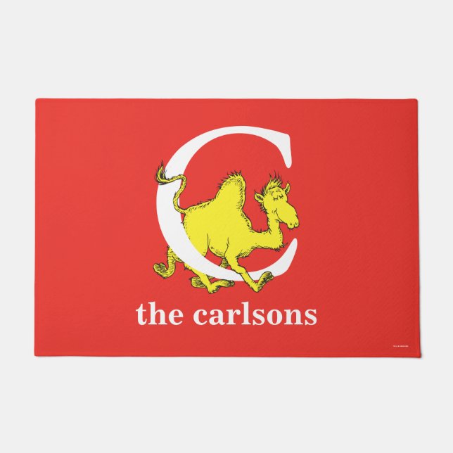 Tapete Dr. Seuss ABC: Carta C - Branco | Adicione seu nom (Frente)