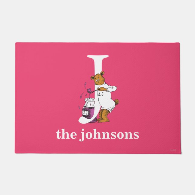 Tapete Dr. Seuss ABC: Carta J - Branco | Adicione seu nom (Frente)
