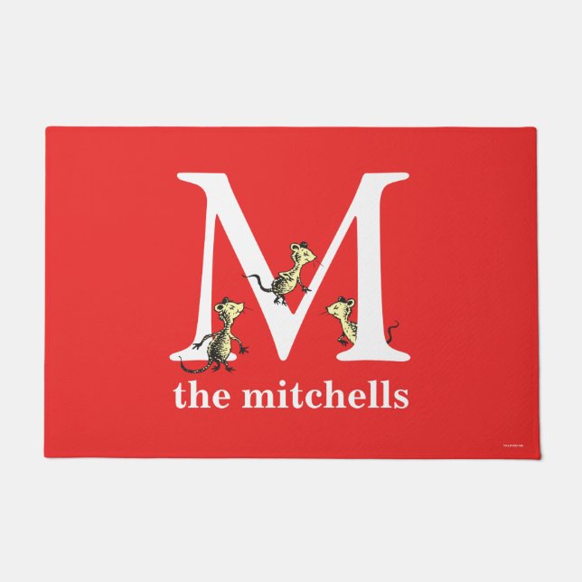 Tapete Dr. Seuss ABC: Carta M - Branco | Adicione seu nom (Frente)