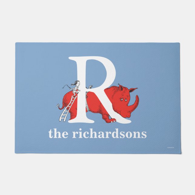 Tapete Dr. Seuss ABC: Carta R - Branco | Adicione seu nom (Frente)