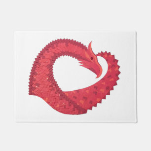 Tapete Dragão de coração vermelho sobre branco