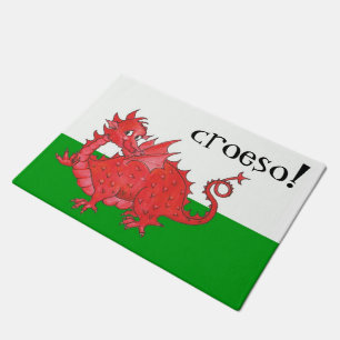 Tapete Dragão vermelho bonito de Galês em Croeso verde,