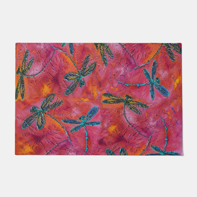 Tapete Dragonfly Dance Hot Fuchsia Door Mat (Frente)