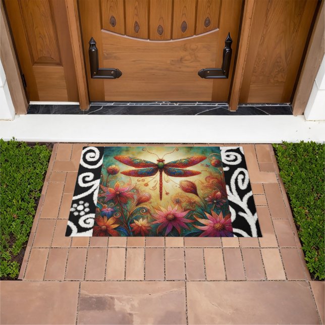 Tapete Dragonfly Floral Abstrato-Art Teal Rosa (Ar livre)