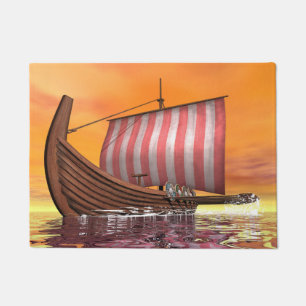 Tapete Drakkar ou navio de viquingue - 3D rendem