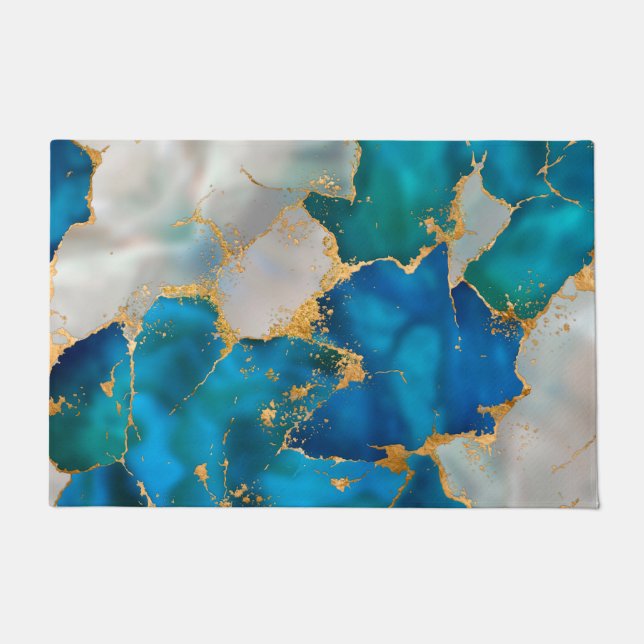 Tapete Dreamy Blue, Teal, pérola e Dourada (Frente)