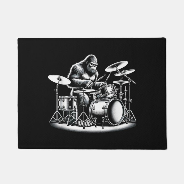 Tapete Drummer Bigfoot Sasquatch Tocando Tambores Músico  (Frente)