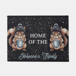 Tapete Eichhörnchen mit Tasse und Schnee „Stay Warm“