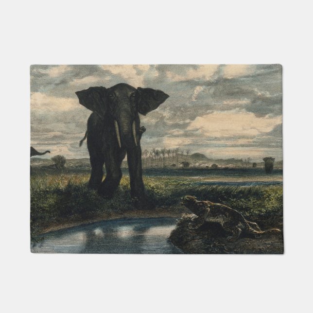 Tapete Elefantes e Pantera no Deserto Indiano (Frente)