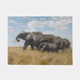 Tapete Elefantes Migrando Através de uma Savana Africana