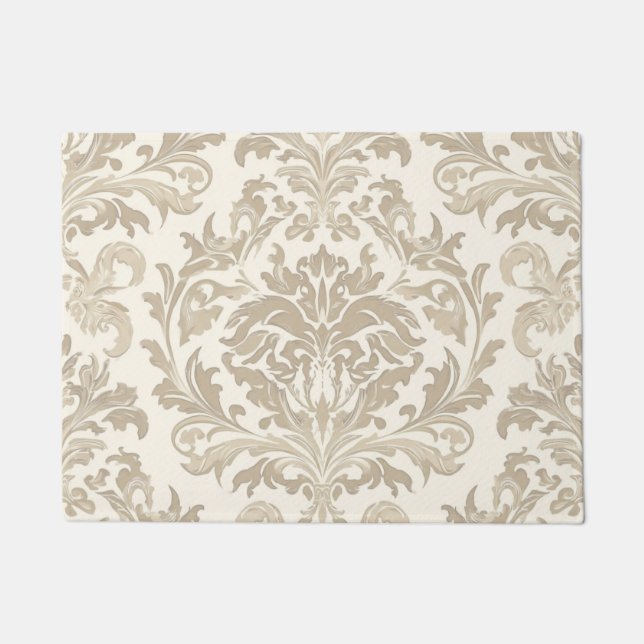 Tapete Elegância de Marfim Barroco Damasko Clássico Antig (Frente)