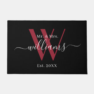 Tapete Elegante Black Burgundy Sr. e Sra. Monograma