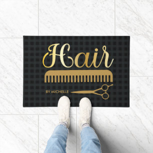 Tapete Elegante Black Gold Hairstylist Nome do Salão