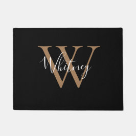 Tapete Elegante Chic Monograma Preto Dourado Nome Script 