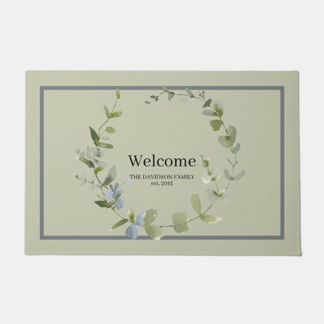 Tapete Elegante Greenery Wreath Family Welcome (Frente)
