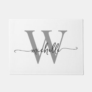 Tapete Elegante Moderno Nome em Cinza Branco com Monogram