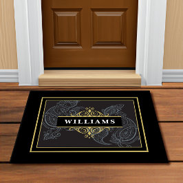 Tapete Elegante Monograma Paisley Preto Dourado