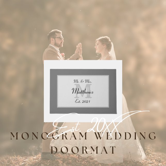 Tapete Elegante Monograma Sr e Sra (Monogrammed Wedding Doormat)