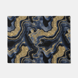 Tapete Elegante Padrão de Ágata Azul Naval e Brilho Doura