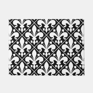 Tapete Elegante preto e branco da flor de lis