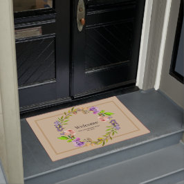 Tapete Elegante Purple Floral Wreath Personalizado Bem-vi