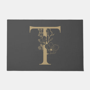 Tapete Elegante T Boho Monograma Floral Cinza Dourada