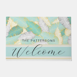 Tapete Elegante Tropical Greenery Welcome Family Name