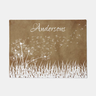 Tapete Elegante Vintage White Outline Dandelions em Vento