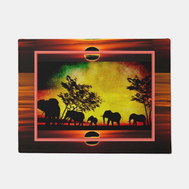 Tapete Elphants Sunset Door Mat (Frente)