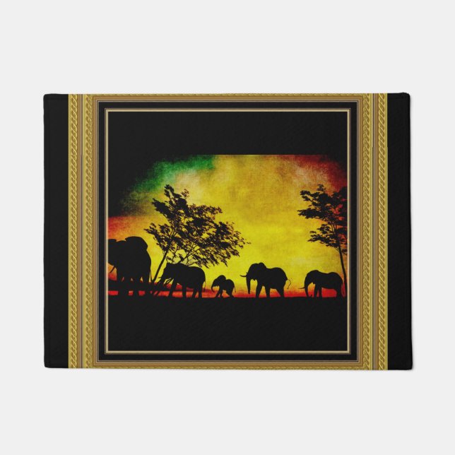 Tapete Elphants Sunset Door Mat (Frente)