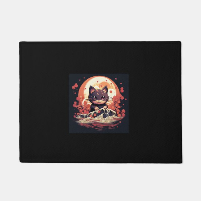Tapete Encantamento Halloween_ Black Cat, Pumpkins, Wave (Frente)