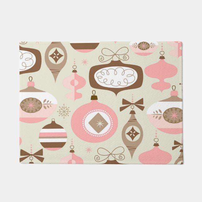 Tapete Enfeites de natal cor-de-rosa & cinzentos do (Frente)