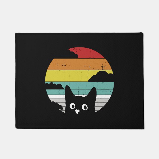 Tapete Engraçado Black Cat Vintage Retro Sunset Design (Frente)