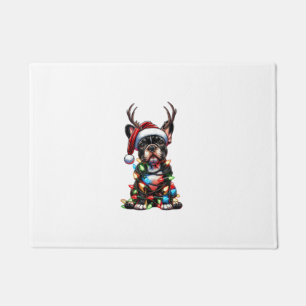 Tapete Engraçado Buldogue Francês Natal Santa Hat Light R