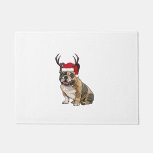 Tapete Engraçado Buldogue francês Natal Santa Hat Reindee