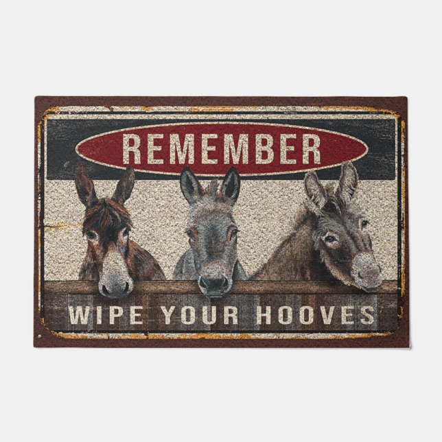 Tapete Engraçado Donkey Yo Family Doormat, Donkey Lover M (Frente)