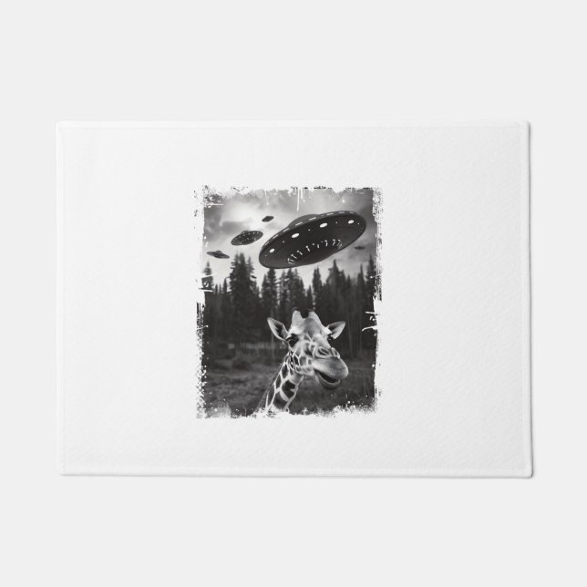 Tapete Engraçado Giraffe UFO Zoo Animal Esquisito Memória (Frente)