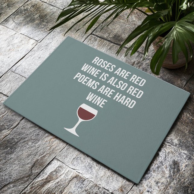 Tapete Engraçado Poema de Vinho - Vinho é Poesia Vermelha (Custom Welcome Doormat)