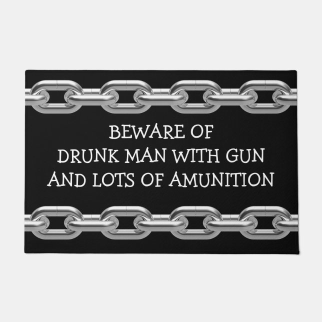 Tapete Engraçado Segurança Bem-vindo à Porta (Frente)