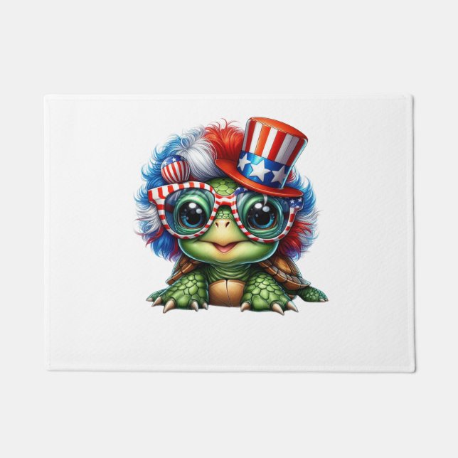 Tapete Engraçado Turtle Patriótico EUA Flag Sunglass (Frente)