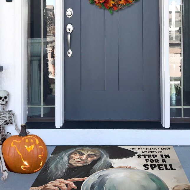 Tapete Entrar para um Nome Personalizado da Verificação O (Add your family name to this fun doormat and invite your guests to step in for a spell.)