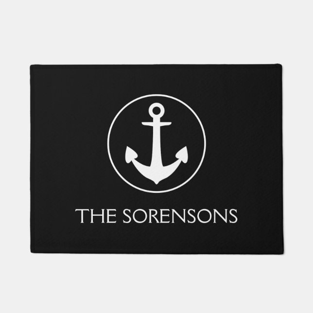 Tapete Escolha seu Doormat do nome de família da âncora (Frente)