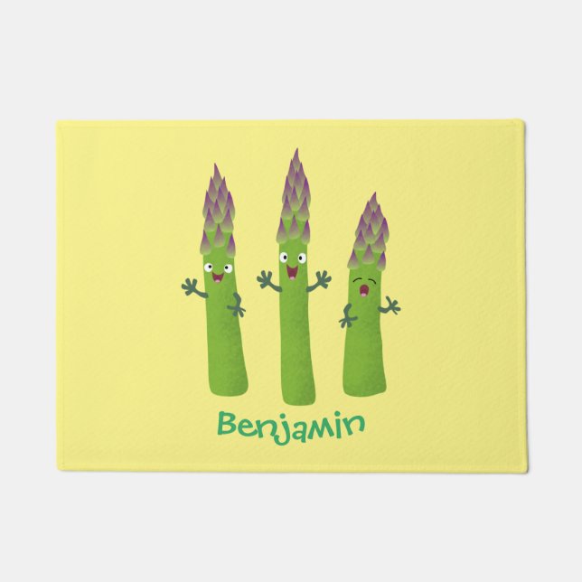 Tapete Espargos lindos cantando cartoon de trio vegetal (Frente)