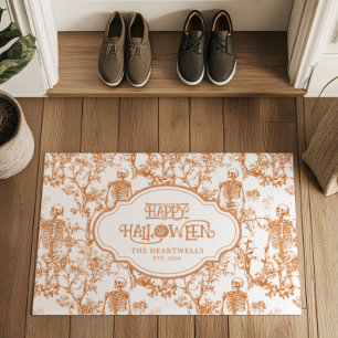 Tapete Esqueletos de Halloween Padrão de Toalete Laranja 
