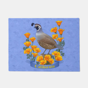 Tapete Estado da Califórnia - Pássaro Quail & Ouro Poppy