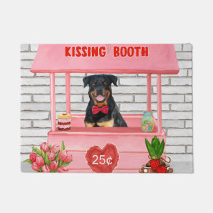 Tapete Estande de Beijos de Cachorro Rottweiler no Dia do