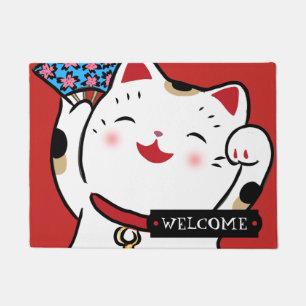 Tapete Esteira bem-vinda do neko afortunado do maneki do